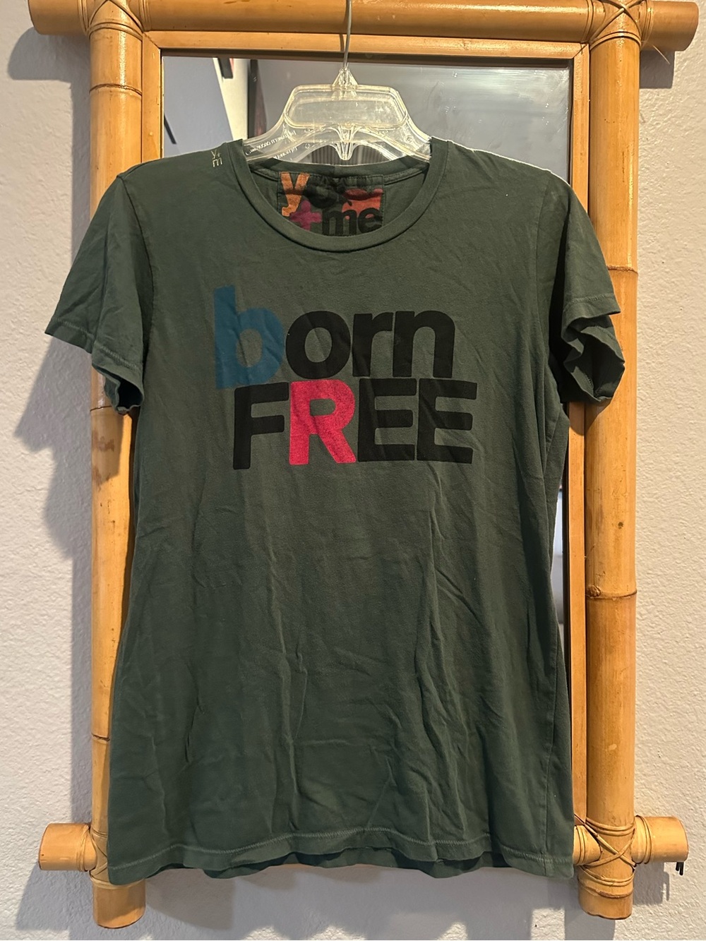 FREECITY Born FREE Graphic Tee | Made in USA | Life Nature Love | Olive Green |